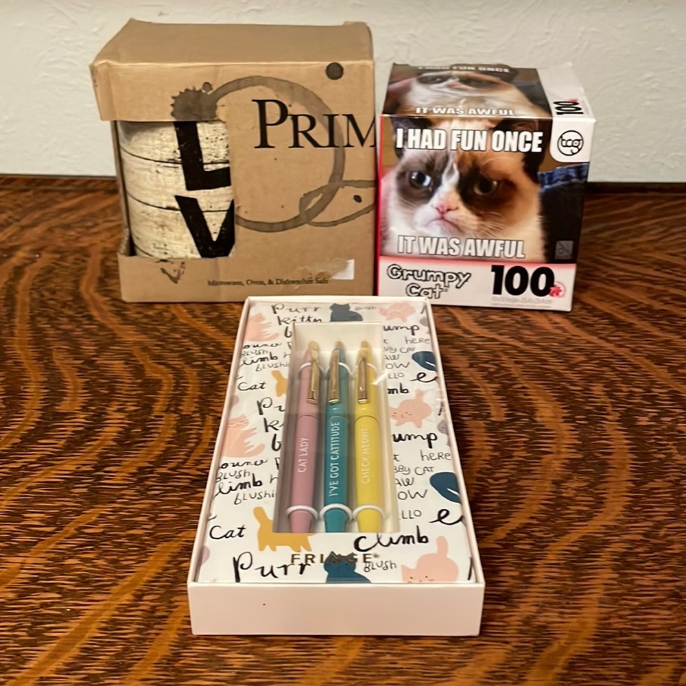 Dog Mug + Cat Pens, Cat Bag Ties and Grumpy Cat Puzzle